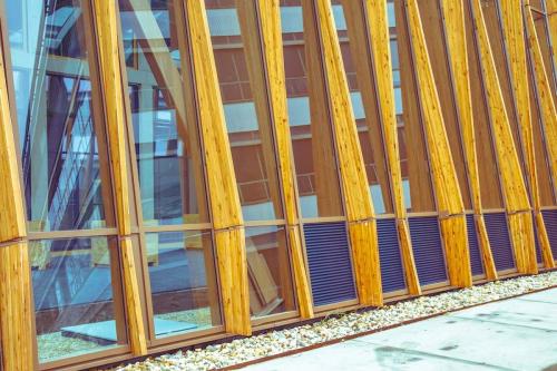 Detail of facade of modern sustainable building